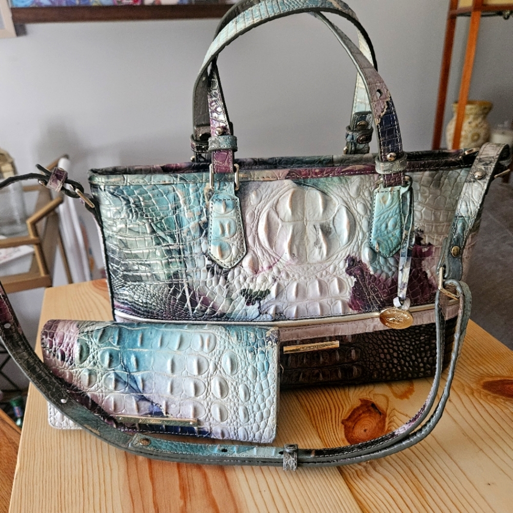 Brahmin Medium Asher Tote in Nirvana and Plum Melbourne with wallet